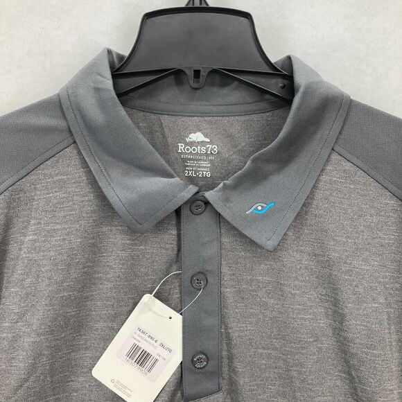 Roots 73 Rapid Lake SS Polo Shirt Mens 2XL Charcoal Gray Forescout Logo NWT - Picture 4 of 13